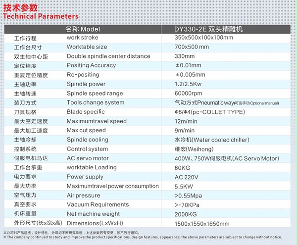 双头精雕机参数